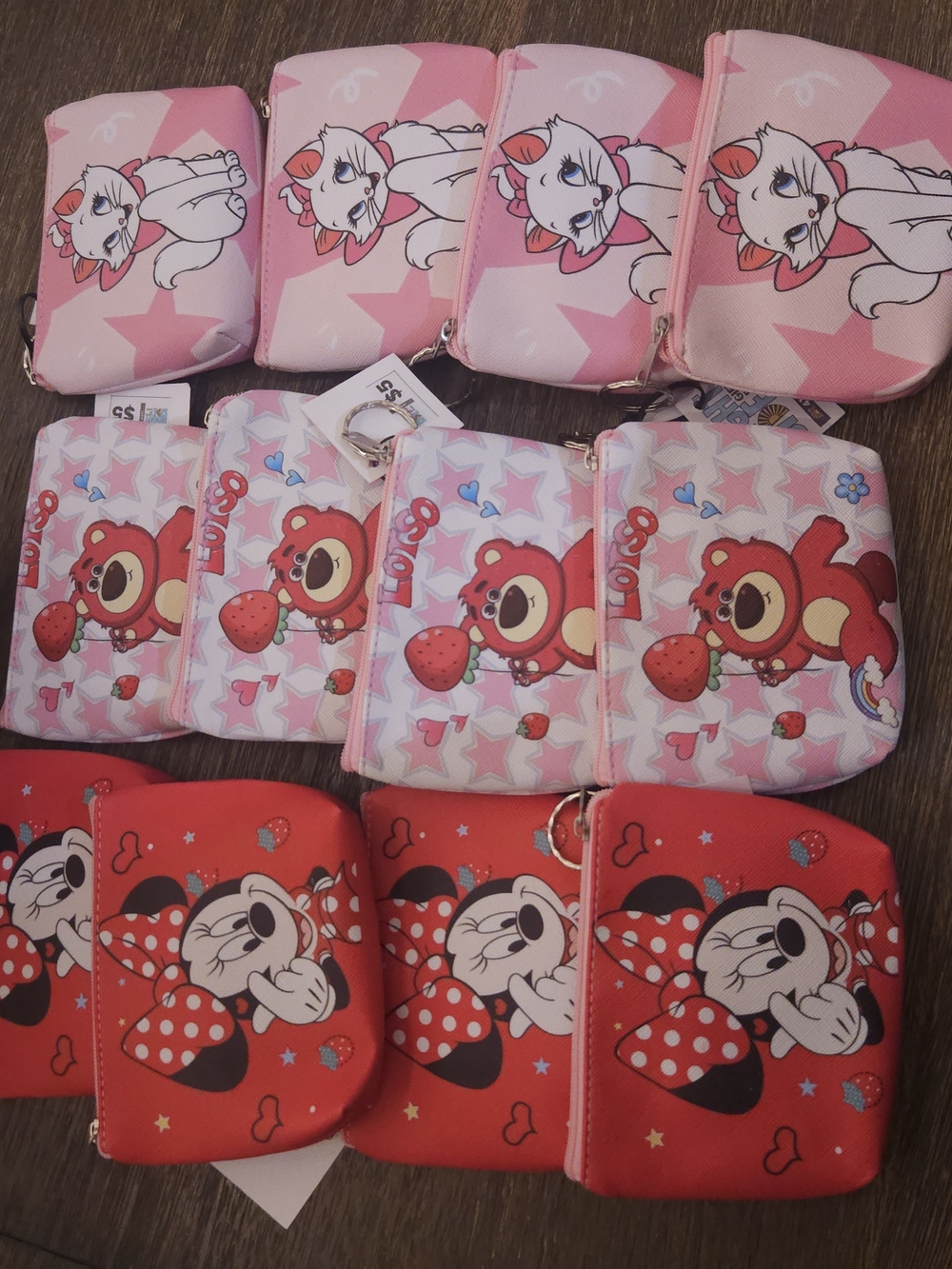 Set Of 12 Kids Cute Character Coin Pouch - Pink/Red